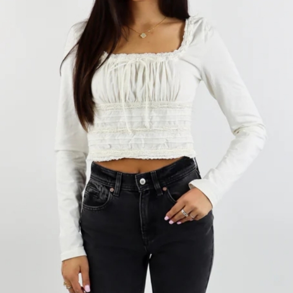 FREE PEOPLE Smocked White Top - Picture 3 of 10